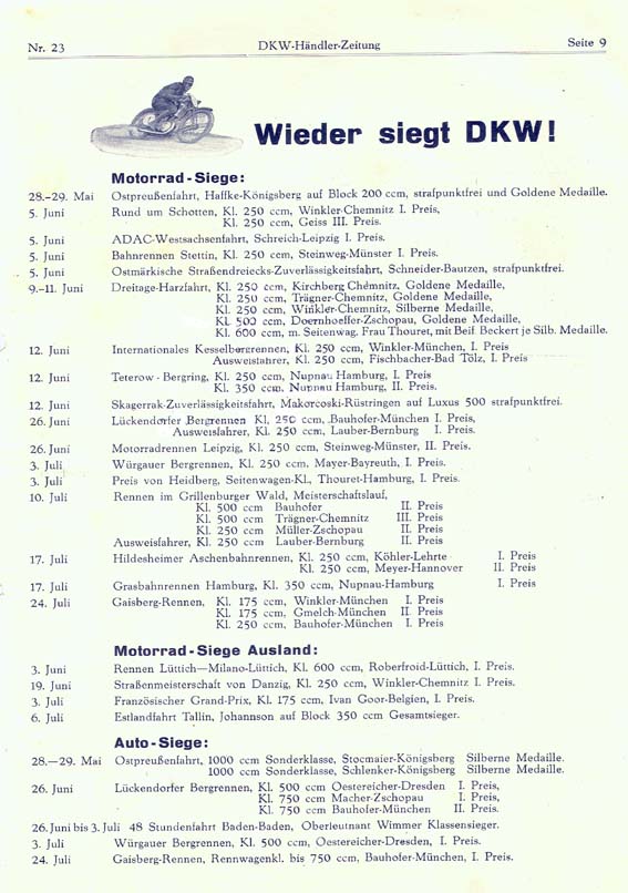 DKW-Siege 1932